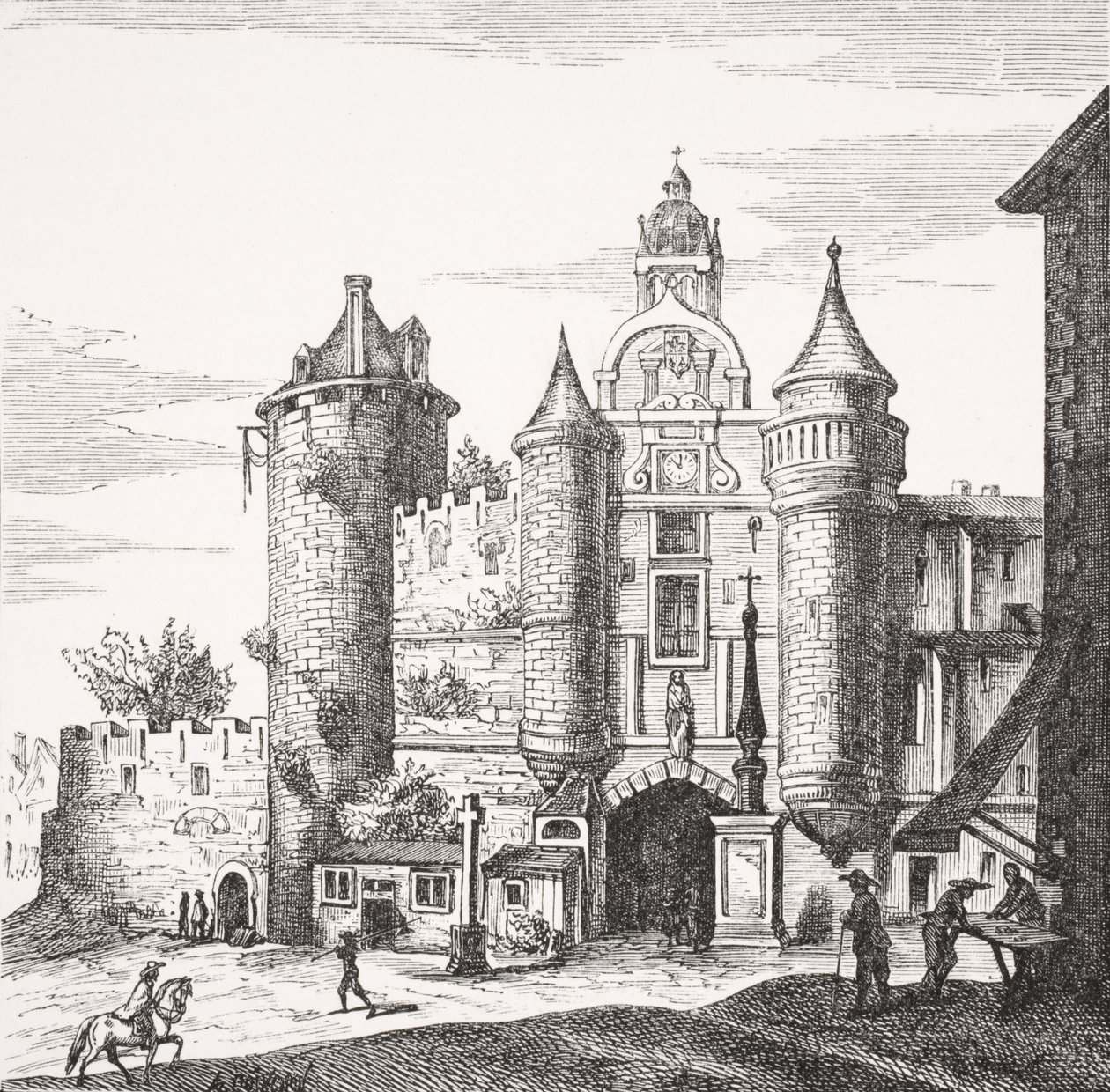 The Great Chatelet of Paris, efter en kopparstick av Merian i 