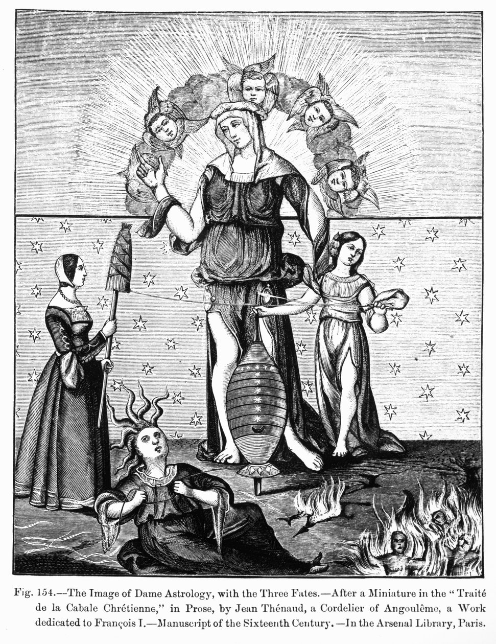Bilden av Dame Astrology with the Three Fates, från 