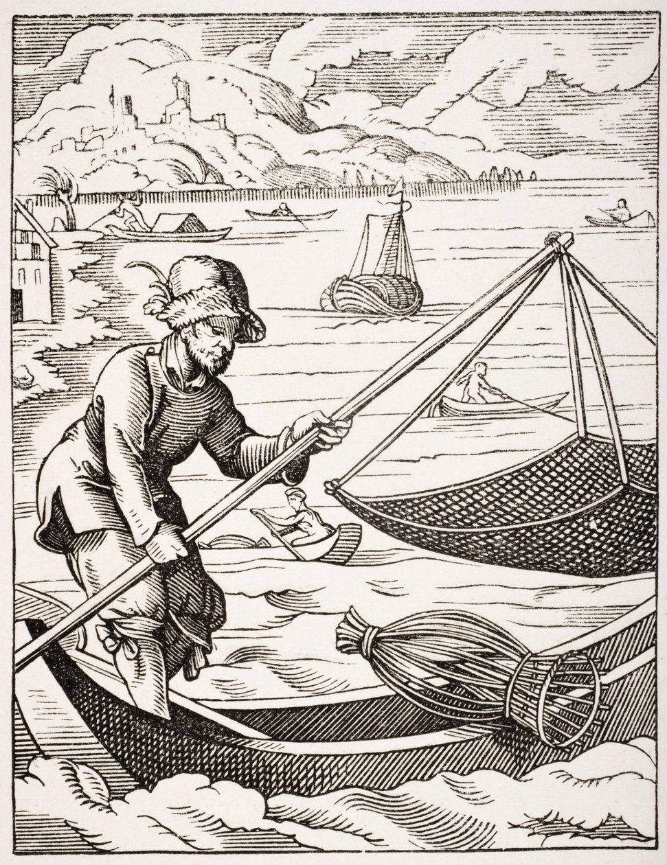 The River Fisherman, efter en illustration fra det 16. århundrede tegnet og indgraveret af Jost Amman (1539-91) fra 