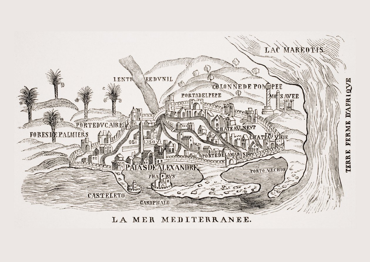 Utsikt över Alexandria, Egypten, efter ett träsnitt i 