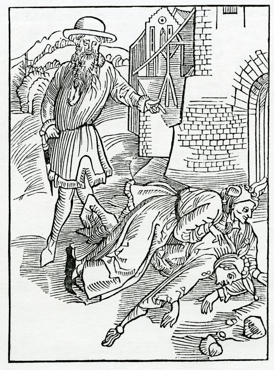 Av fel som inte kan akta sig för olyckan och exempel på andras skada, illustration från Alexander Barclays engelska översättning av 