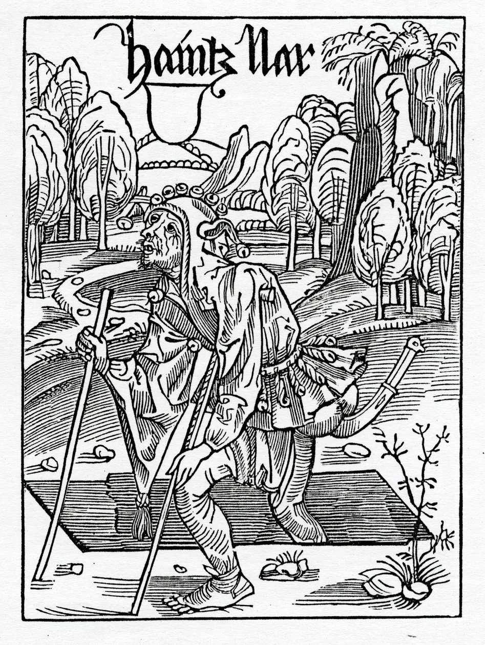 Av gamla dårar, det vill säga ju längre de lever desto mer är de gyuen till foley, illustration från Alexander Barclays engelska översättning av 