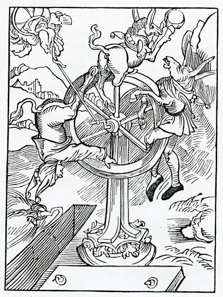 Av slutet på världslig ära och makt och dårskap som litar på det, illustration från Alexander Barclays engelska översättning av 