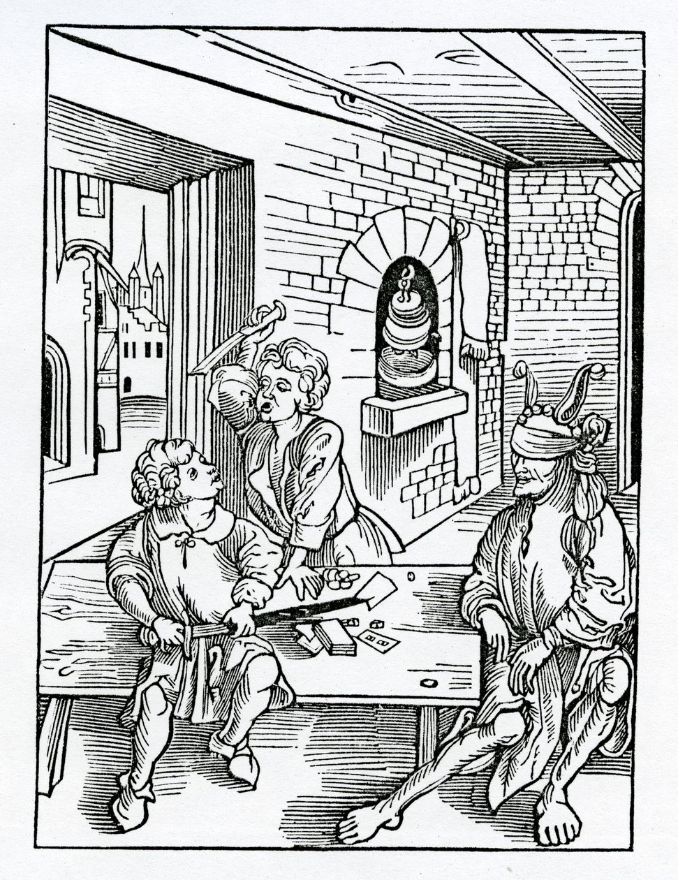 En illustration från Alexander Barclays engelska översättning av "The Ship of Fools", från en utgåva publicerad 1874, av de försumliga fadersnas lärdomar anenst deras chyldren. av German School