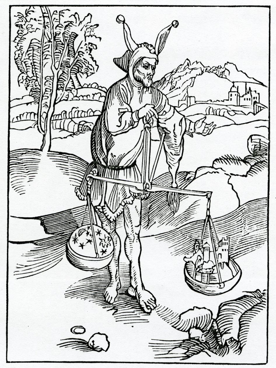 Av dem som dyspyserar euerlastynge ioye, och settyth thynges transytory före thynges eternall och euerlastynge, illustration från Alexander Barclays engelska översättning av 