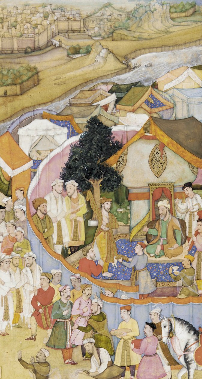 Illustration från en ordbok (oidentifierad)- Daud mottar en hederskappa från Munim Khan av Hiranand
