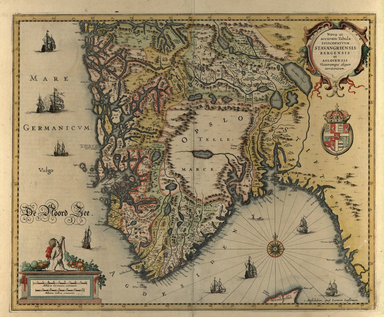 Nova et accurata tabula episcopatuum Stavangriensis, bergensis av Jan og Jodocus Hondius Janssonius