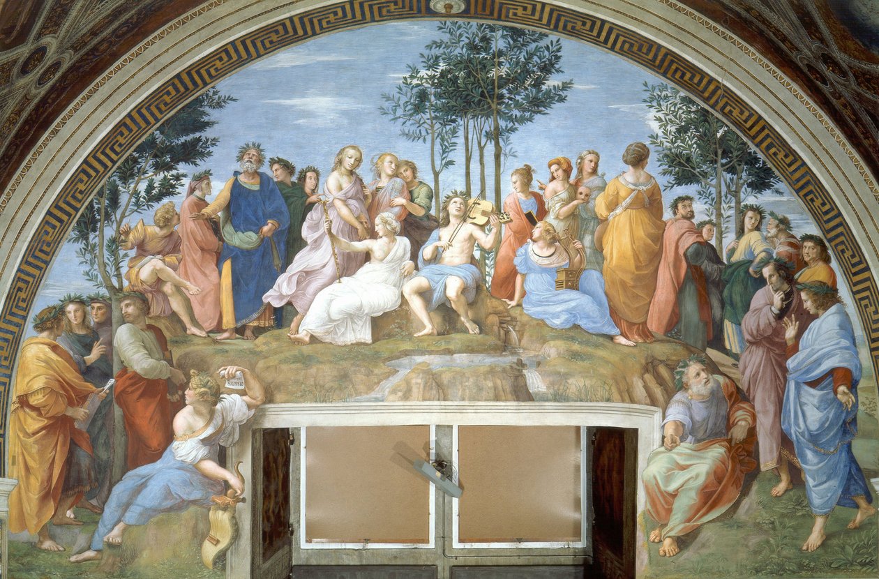 El Parnaso av Raffaello Sanzio Raphael