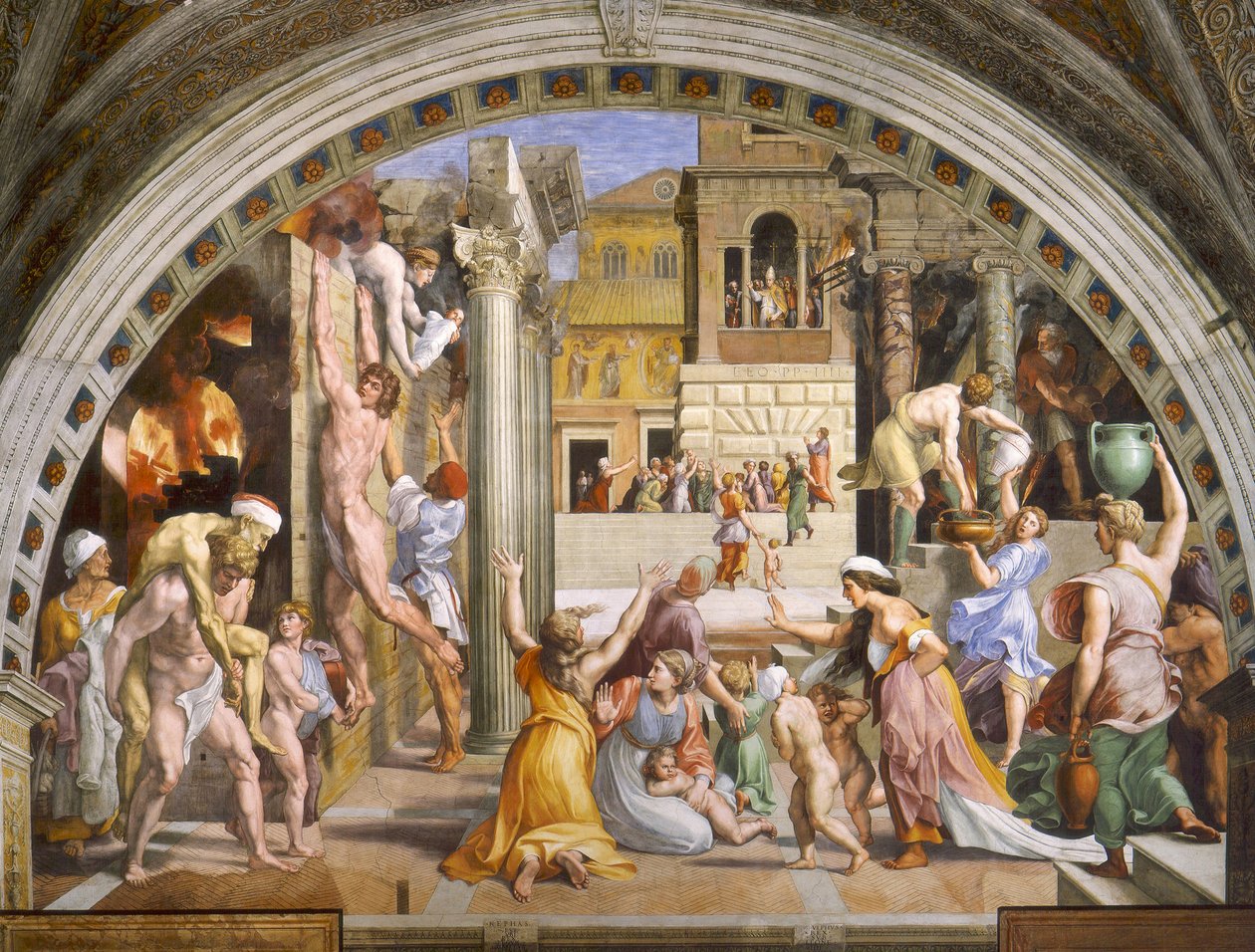 Incendio del Borgo av Raffaello Sanzio Raphael