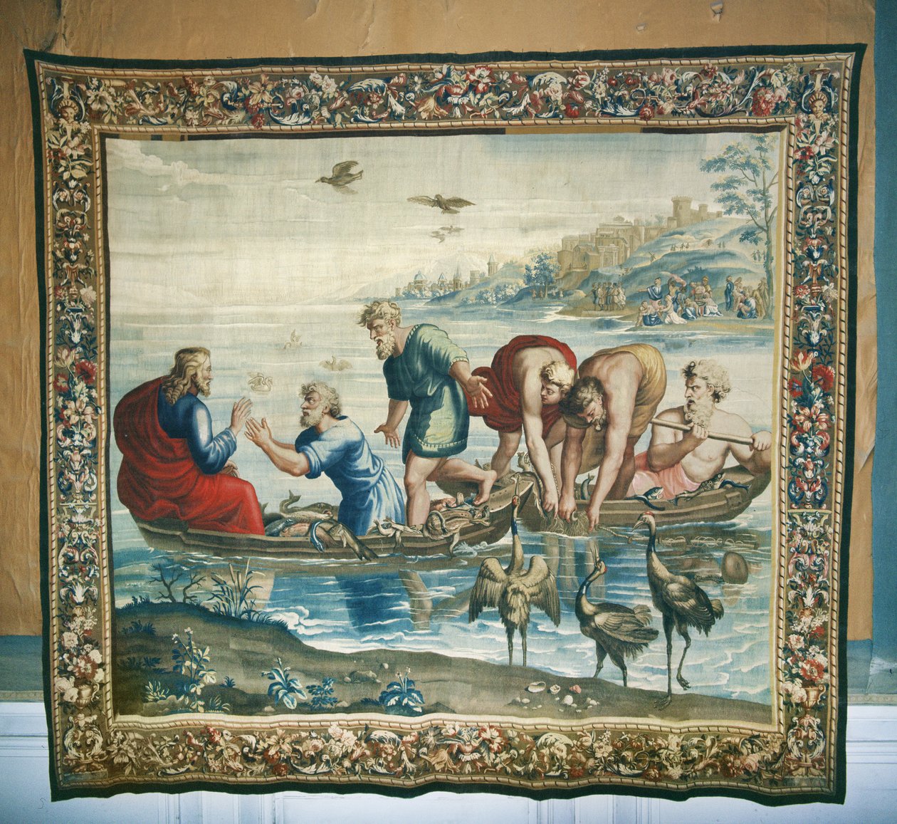 Tapet föreställande Apostlagärningarna, Den mirakulösa fångsten av fisk, vävd vid verkstaden i Beauvais under ledning av Philippe Behagle (1641-1705), 1695-98 (ulltapetsering) av Raffaello Sanzio Raphael