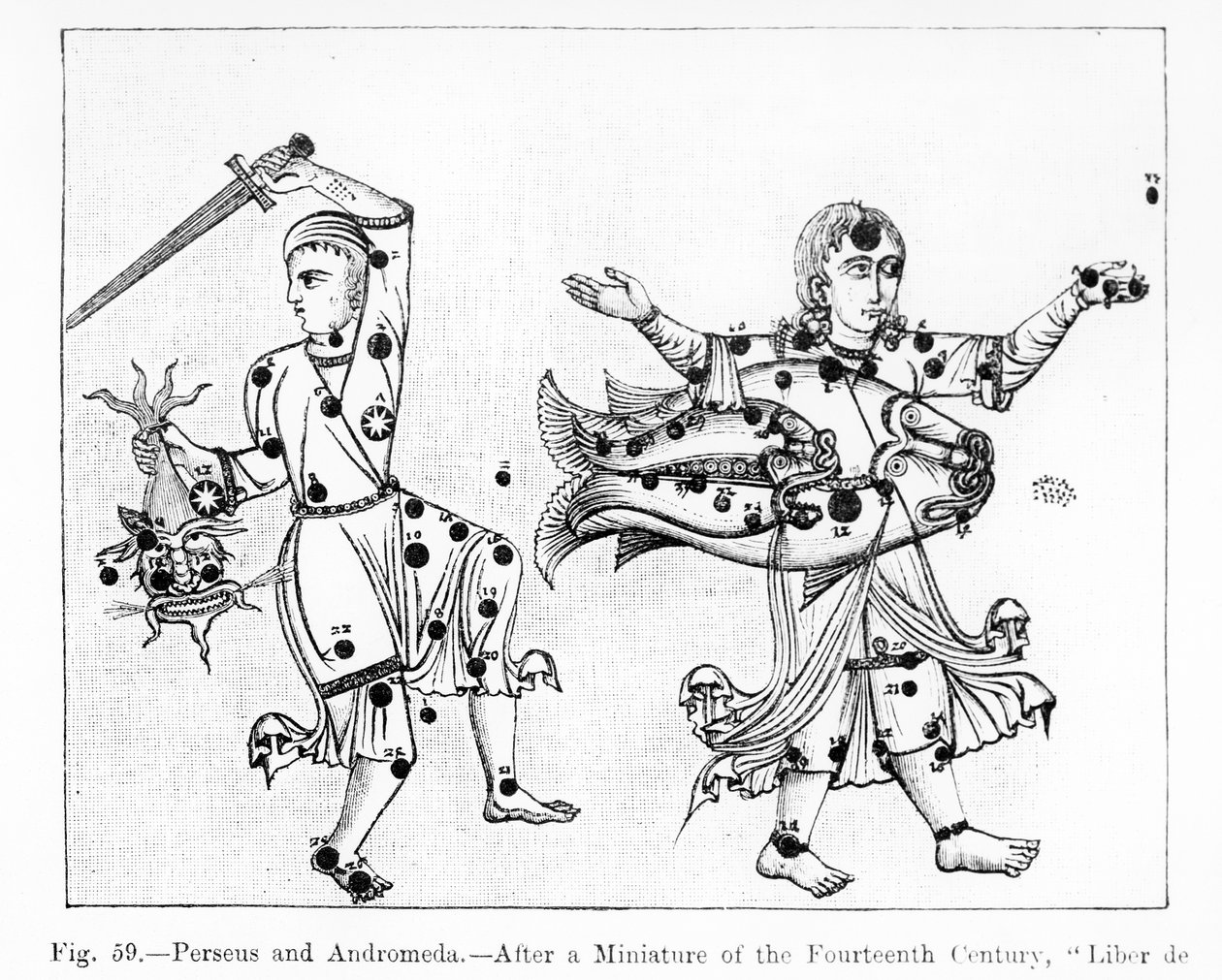 Perseus och Andromeda, från Liber de Stellis Fixarum, illustration från 