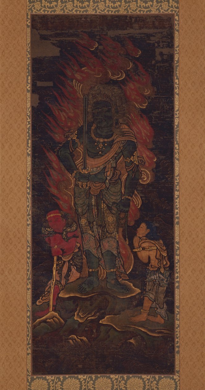 Acala Vidy ar aja (Fudō Myōō) och två skötare av Unknown