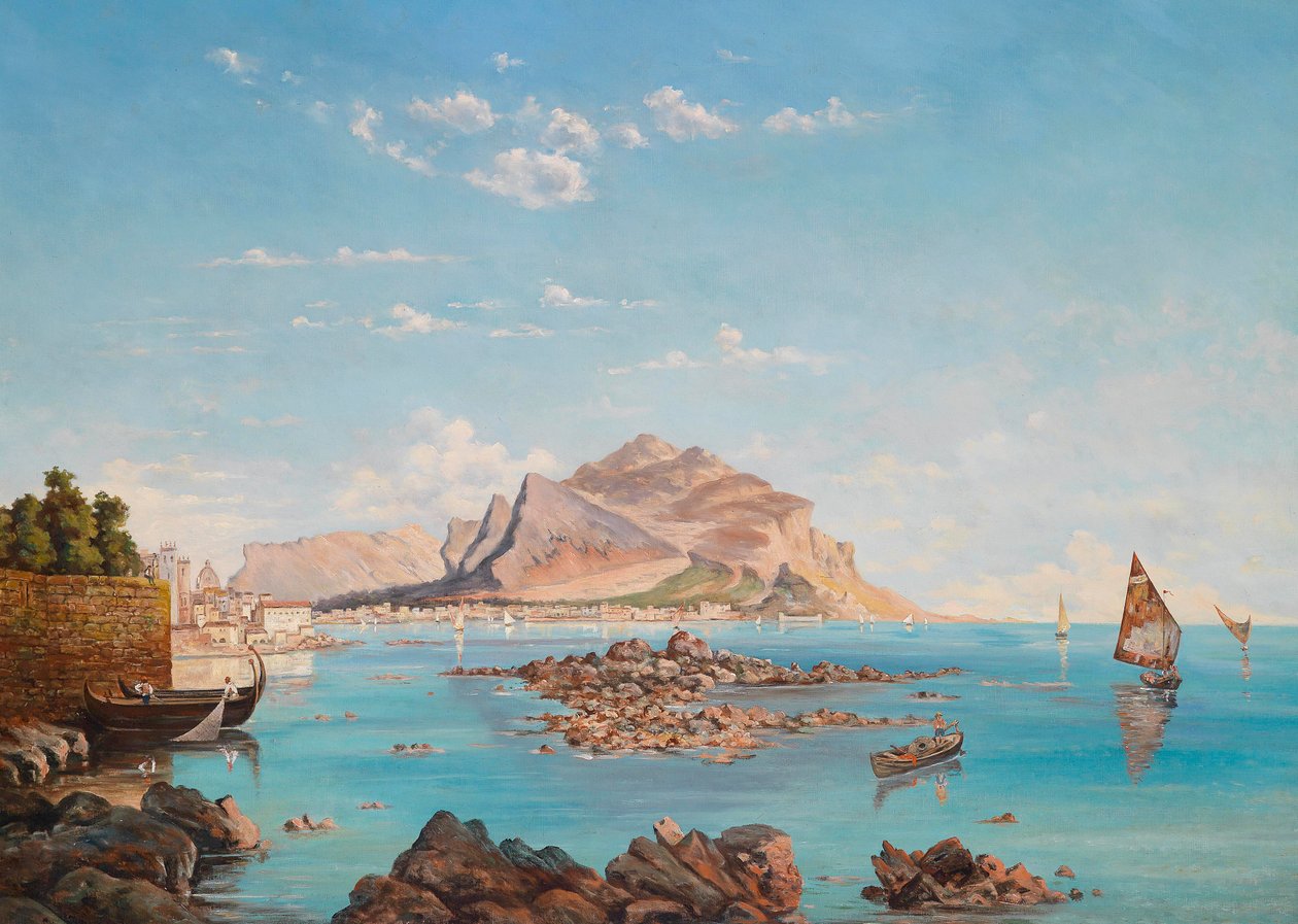Utsikt över Palermo med Monte Pellegrino av Unknown