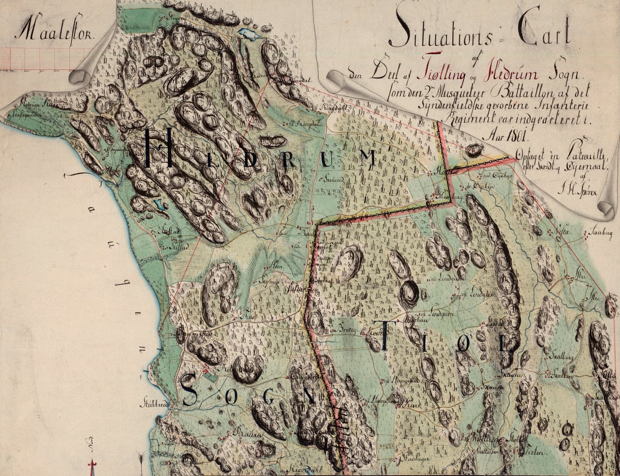 Kartet er gitt ut i håndtegnet (1801) og viser Vestfold av Unknown