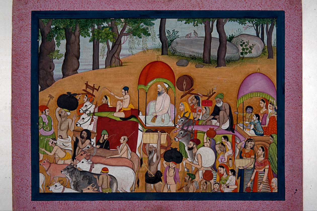 Nanda och andra koherdar flyttar till Vrindavana Baserat på historien om Bhagavata - Purana av Unknown
