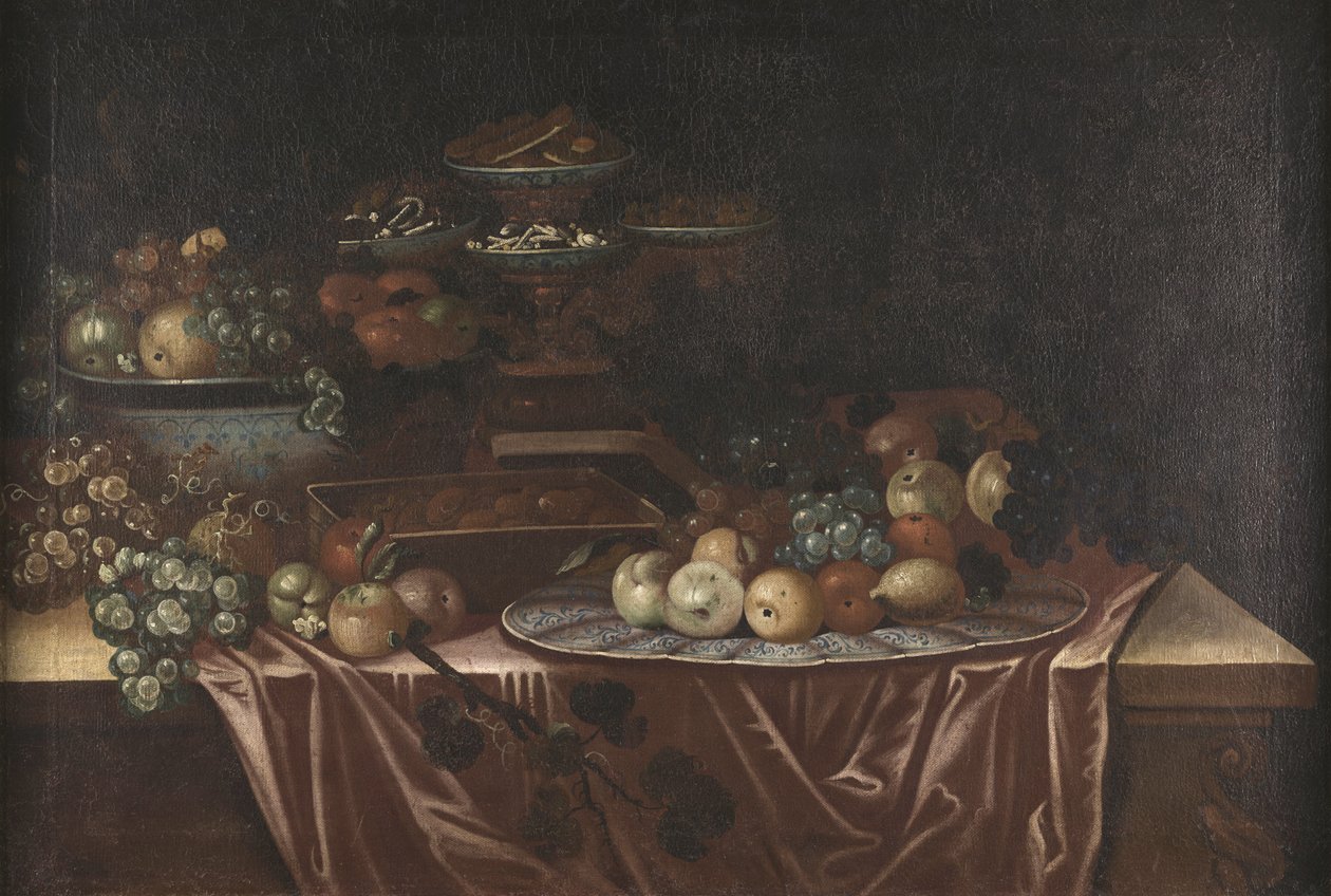 Bord med frukt och godis av Unknown