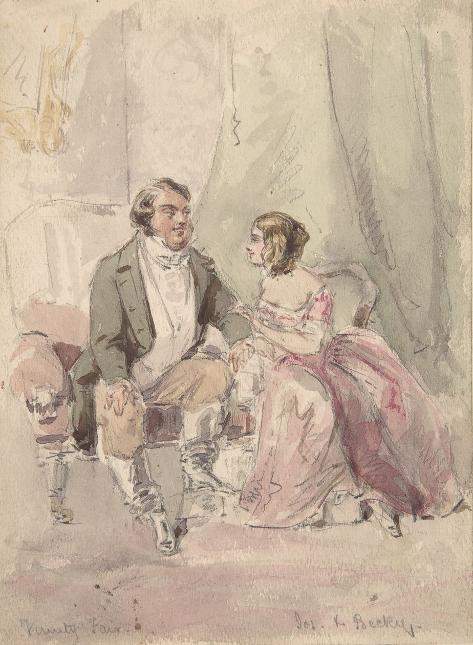 Scen från Vanity Fair: Jos och Becky, 1848-80. av Jerry Barret