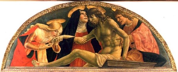 Pieta, The Dead Christ, c.1491 (tempera på panel) av Lorenzo da  Sanseverino