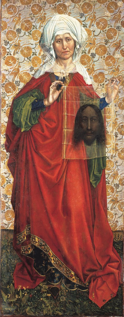 Saint Veronica, c.1428-30 (blandad teknik på ekträ) av (1375/8 1444) Master of Flemalle