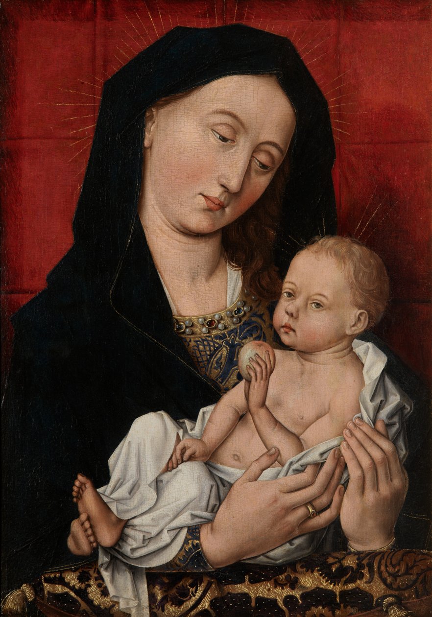 Virgin and Child (olja på panel) av Master of Flémalle