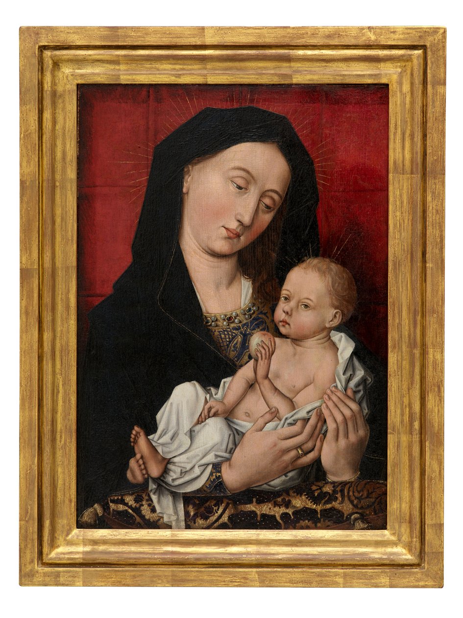 Virgin and Child (olja på panel) av Master of Flémalle