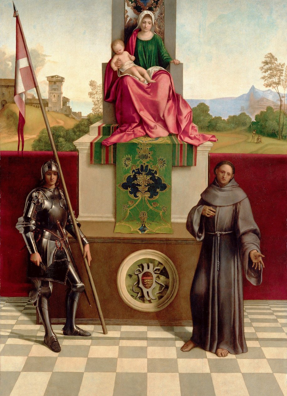 Madonna och barn mellan Franciskus och Nicasius (Castelfranco-madonnan) ca 1503-04 (olja på trä) av Giorgione