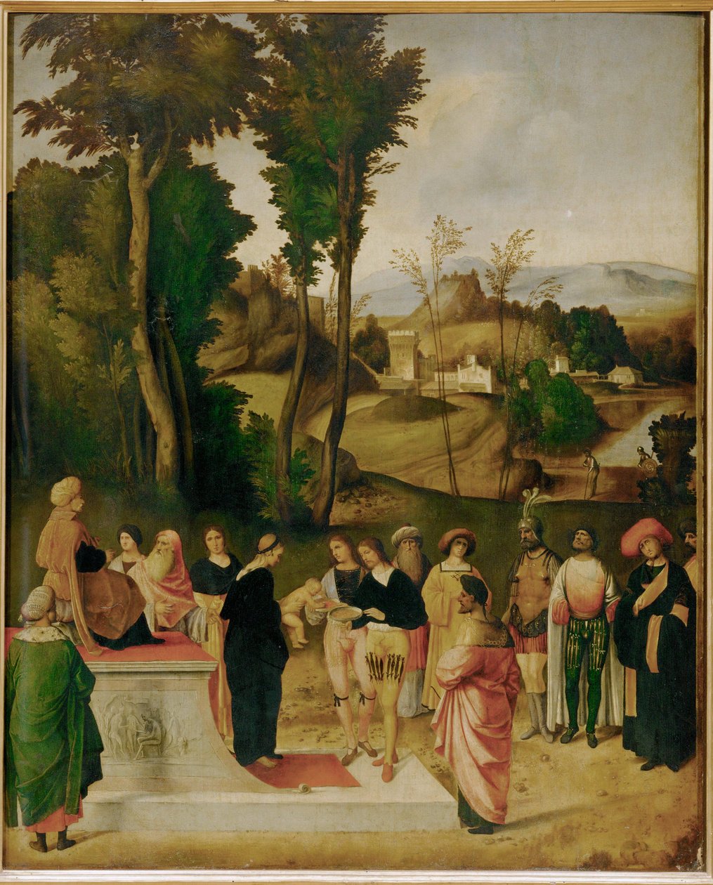 Moses eldsvåda inför faraon (målning på trä) av (1476/8-1510) Giorgione