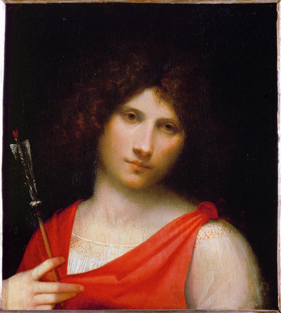 Pojken med pilen (målning på poppelträ) av (1476/8-1510) Giorgione