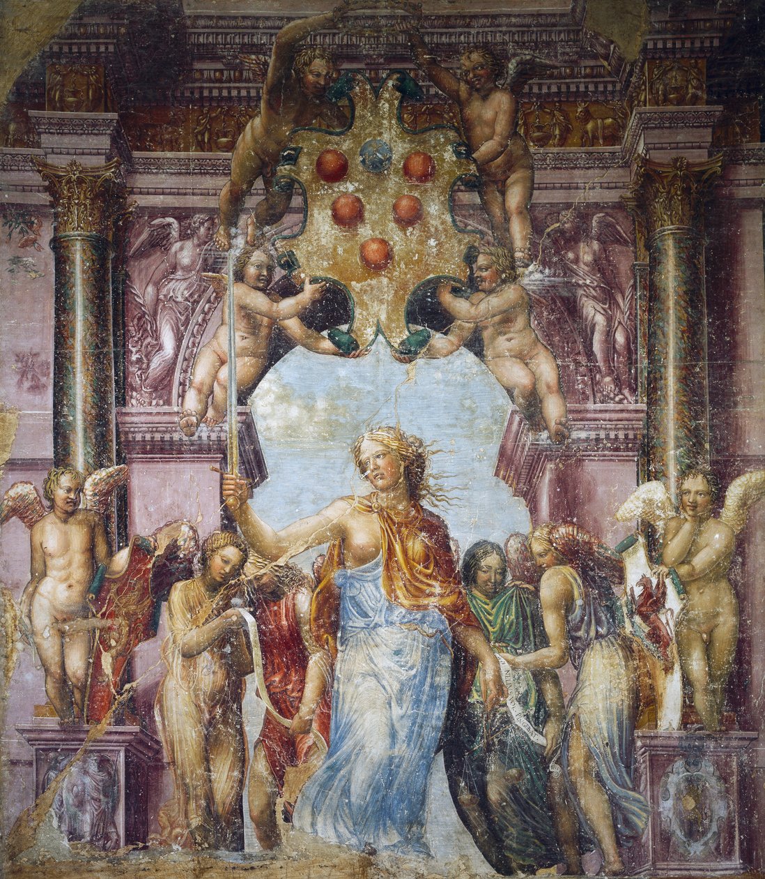 Rättvisans allegori, målning av Daniele Ricciarelli, mer känd som Daniele da Volterra eller il Braghettone (1509-1566). av (1509 66) Daniele da Volterra