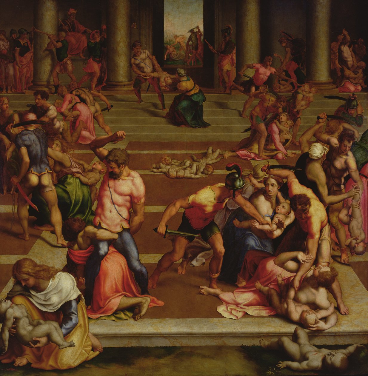 Massacre of the Innocents (tempera på panel) av (1509 66) Daniele da Volterra