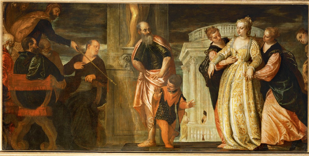 Ester inför Ahasverus (målning på duk) av (1528-88) Veronese