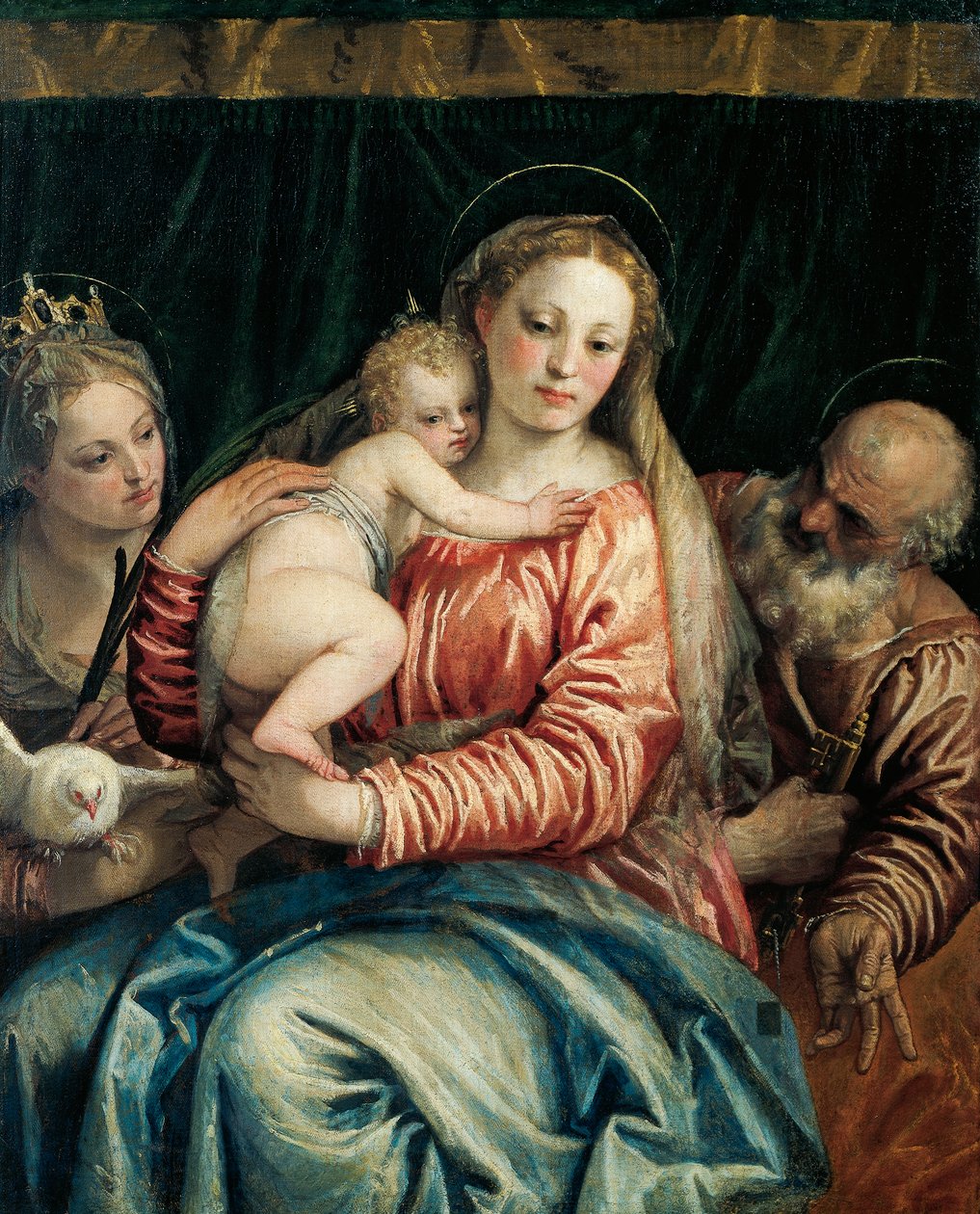 Madonna och barn, St Peter och St Agnes av (1528 88) Veronese