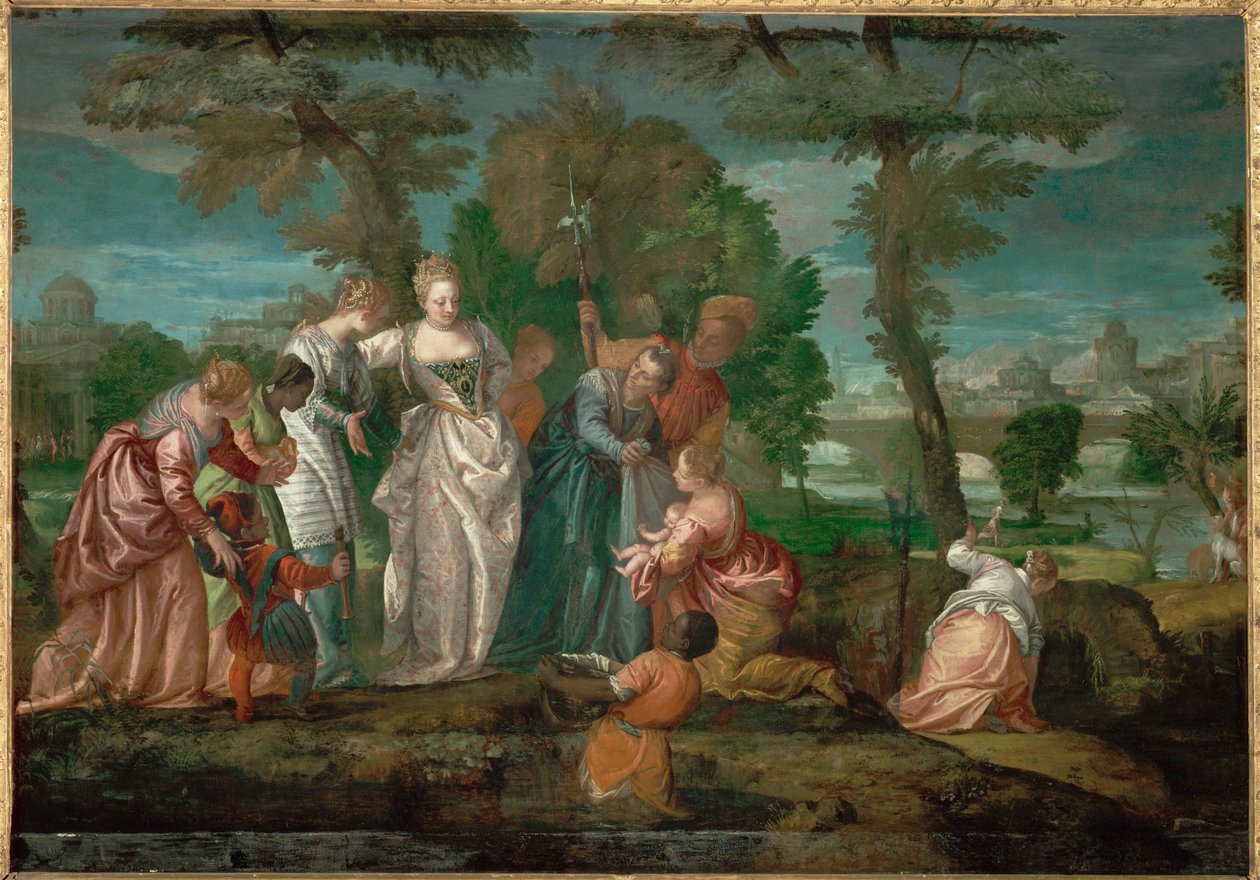Moses räddad från vattnet ... (målning på duk) av (1528-88) Veronese