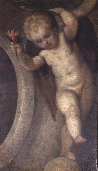 Putto med en röd blomma (se även 67073) av Veronese
