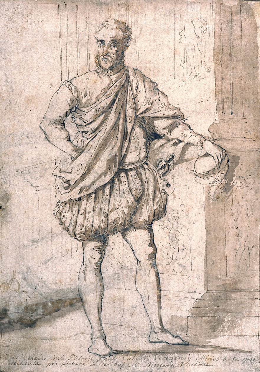 Självporträtt (penna, brunt bläck och brunt bläck tvättas på benvitt papper) av (1528 88) Veronese