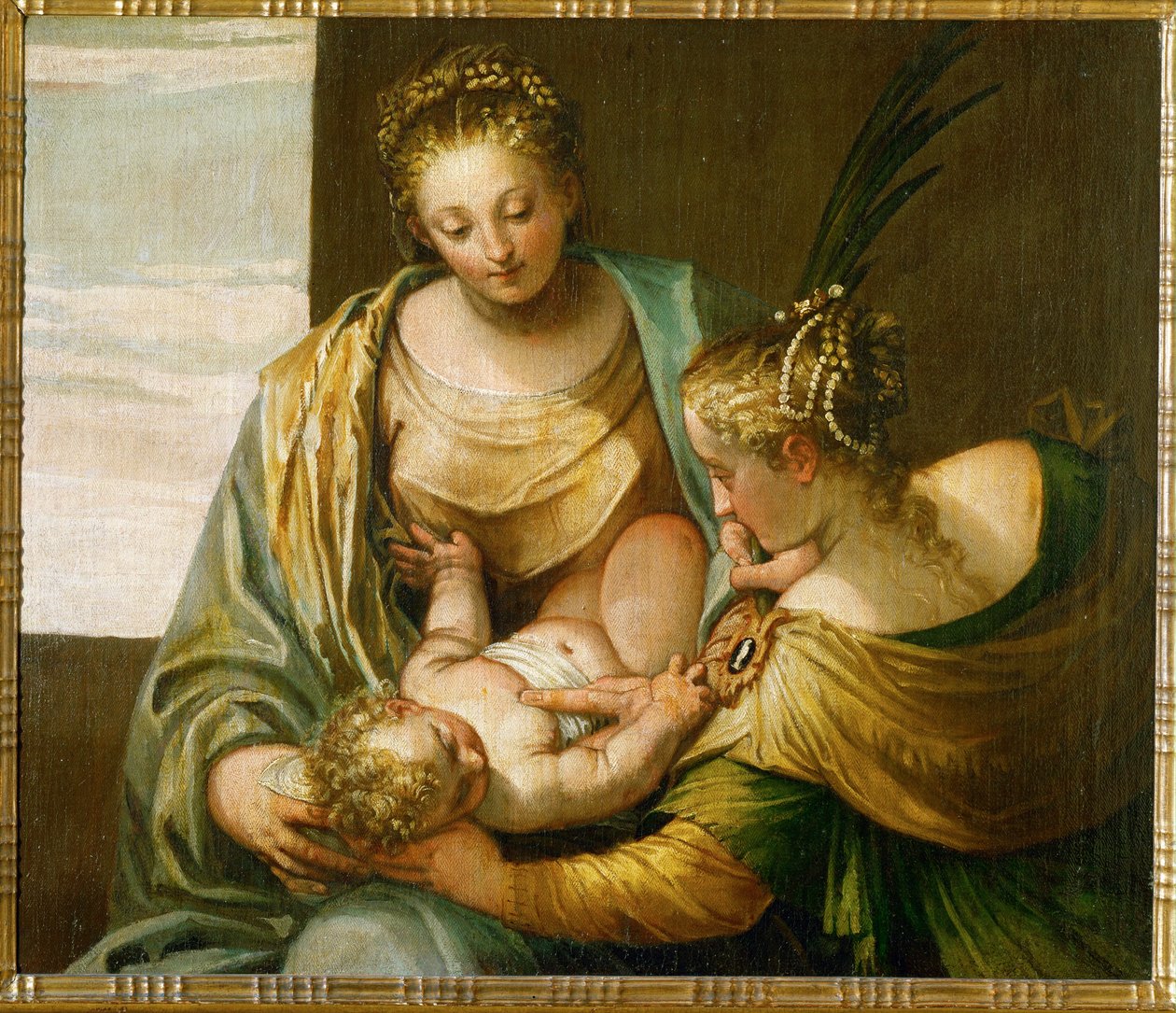 Det mystiska äktenskapet mellan den heliga Katarina av Siena ... (olja på duk) av (1528-88) Veronese