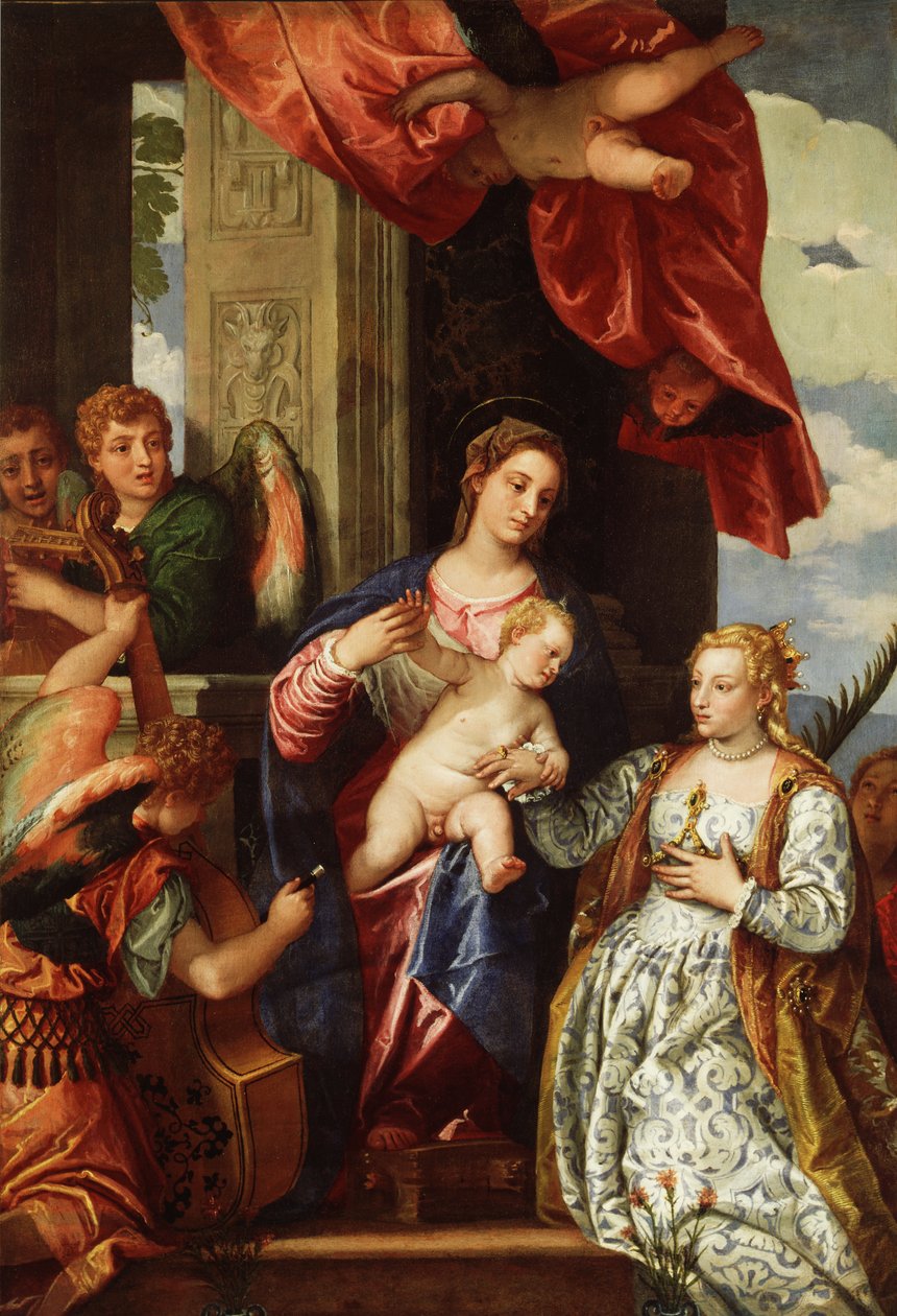 S:ta Katarinas mystiska äktenskap, ca 1550-1560 (olja på duk) av (1528 88) Veronese