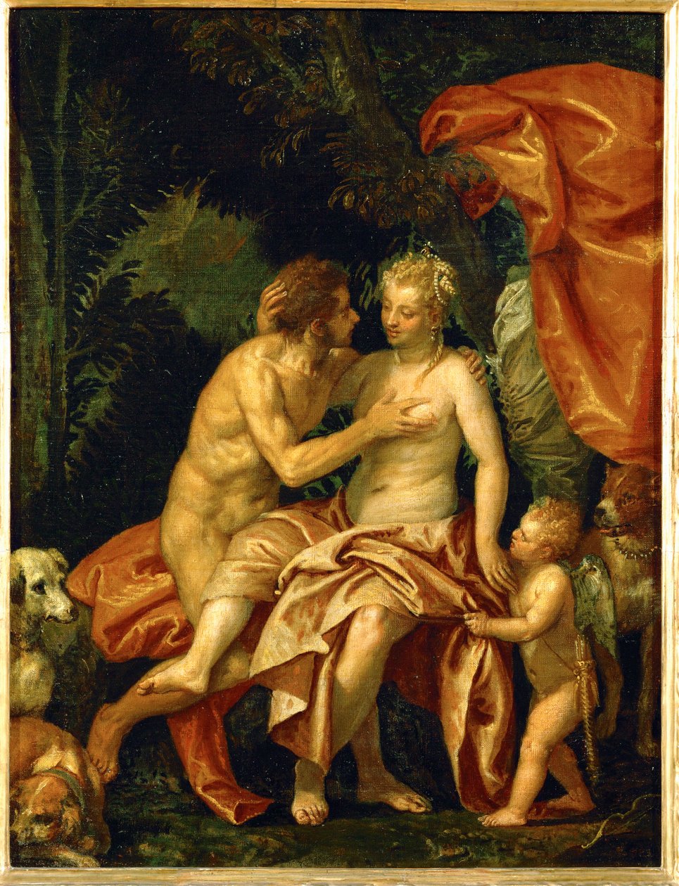 Venus och Adonis (olja på duk) av (1528-88) Veronese