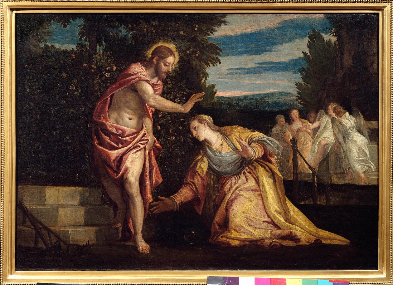 Kristus som visar sig för Madeleine (Noli me tangere) Målning av Paolo Veronese (1528-1588) Dim. 0,67 x 0,97 m. Grenoble. Musee Des Beaux Arts - Kristus visar sig för Maria Magdalena (Noli Me Tangere). Målning av Paolo Veronese (1528-1588). 0,67 x 0,95 m.  av Veronese