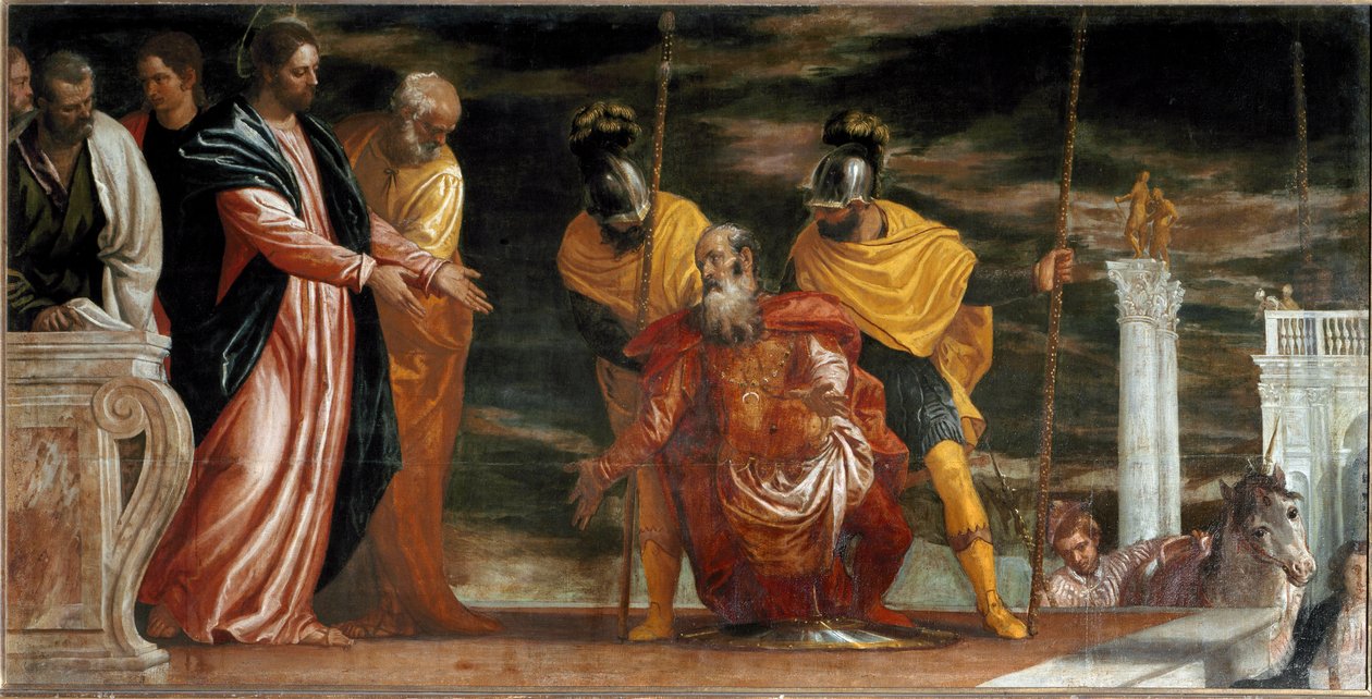 Jesus and the Centurion of Capharnaum (Målning, ca 1580) av Veronese