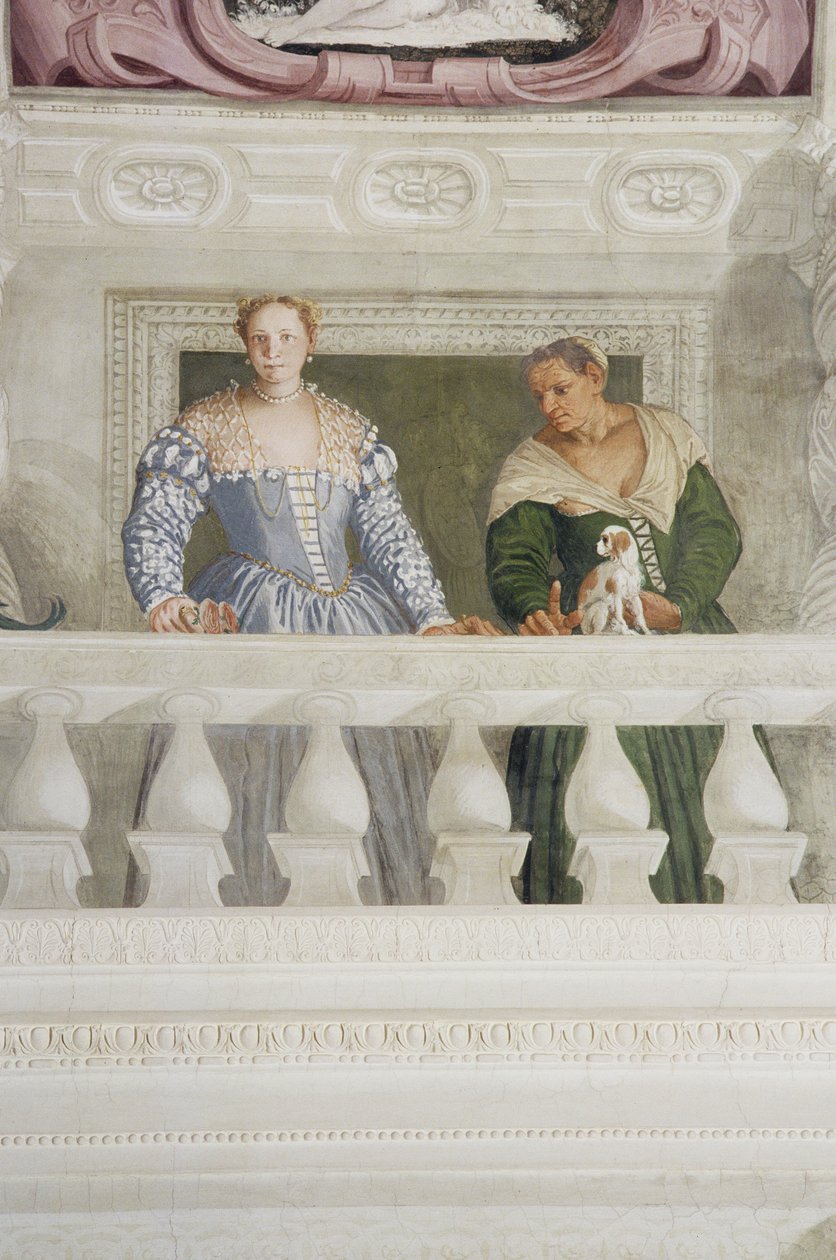 Medlemmar av Barbaros hushåll, från Sala di Olimpo, ca 1561 (fresk) (detalj) av Veronese