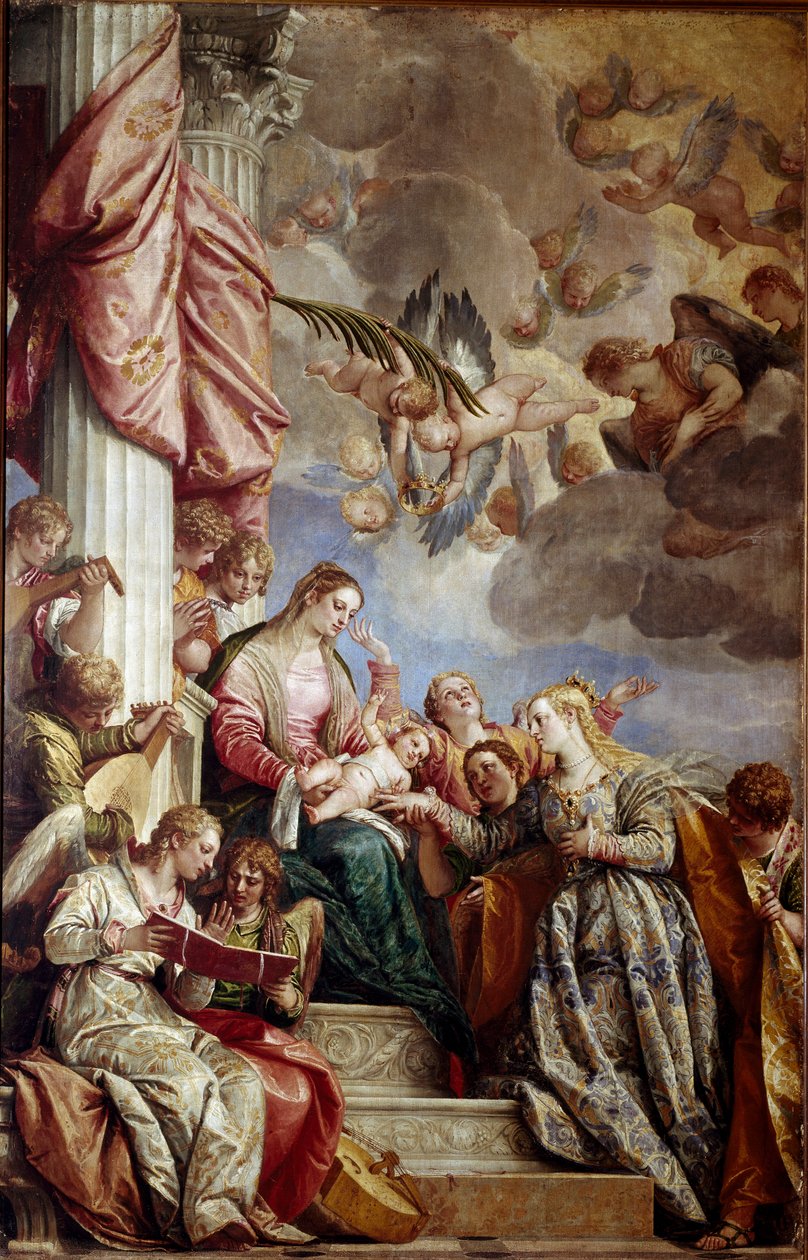 Mystiskt äktenskap av St. Catherine. Målning av Paolo Caliari Paolo Veronese (1528-1588), cirka 1575. Olja på duk. Mått: 337x241cm. Venedig, Gallerie del 