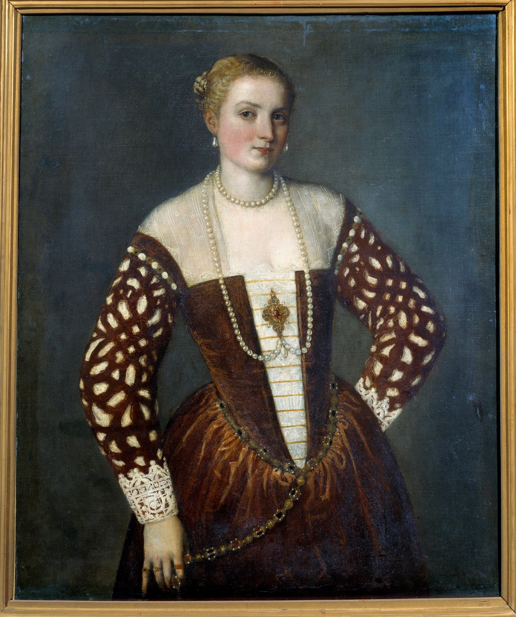 Porträtt av en venetiansk kvinna. Målning av Paolo Veronese (1528-1588) av Veronese