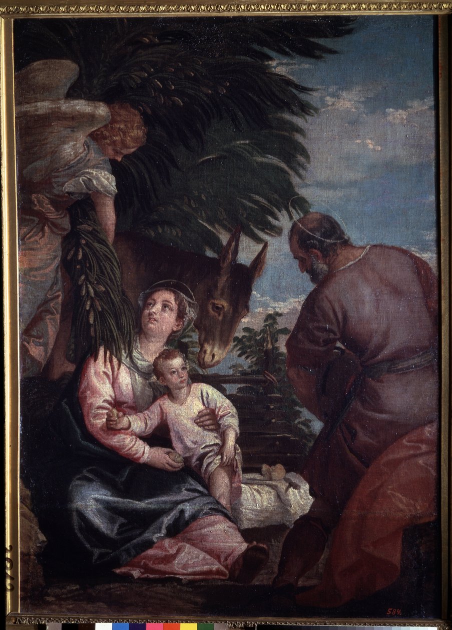 Vila på flyget till Egypten. Målning av Paolo Veronese (1528-1588). Olja på duk av Veronese