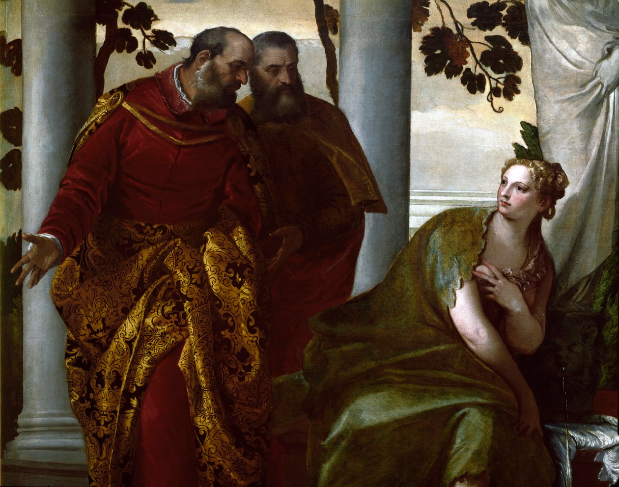 Suzanne och gubbarna, detalj. Målning av Paolo Caliari dit Paolo Veronese (1528-1588) av Veronese