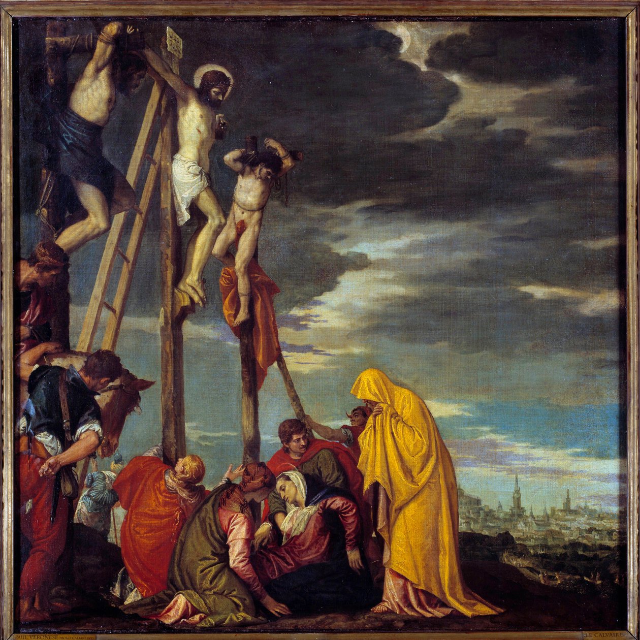 Golgatamålningen av Paolo Caliari dit Paolo Veronese (1528-1588) 1500-talssön. 1,02x1,02 m av Veronese