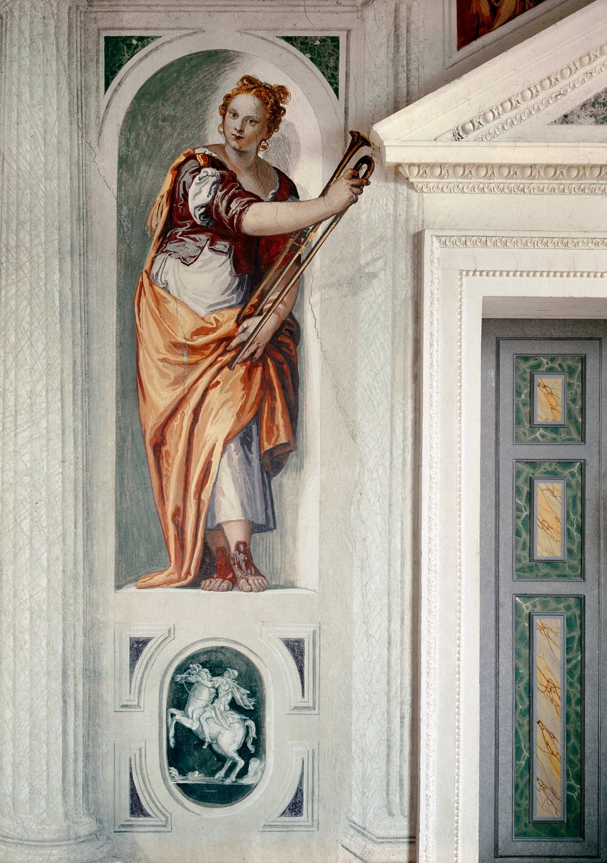 Trumpetaren. Målning av Paolo Caliari kallad Paolo Veronese (1528-1588), cirka 1561. Fresco. Maser (Treviso), Villa Barbaro av Veronese