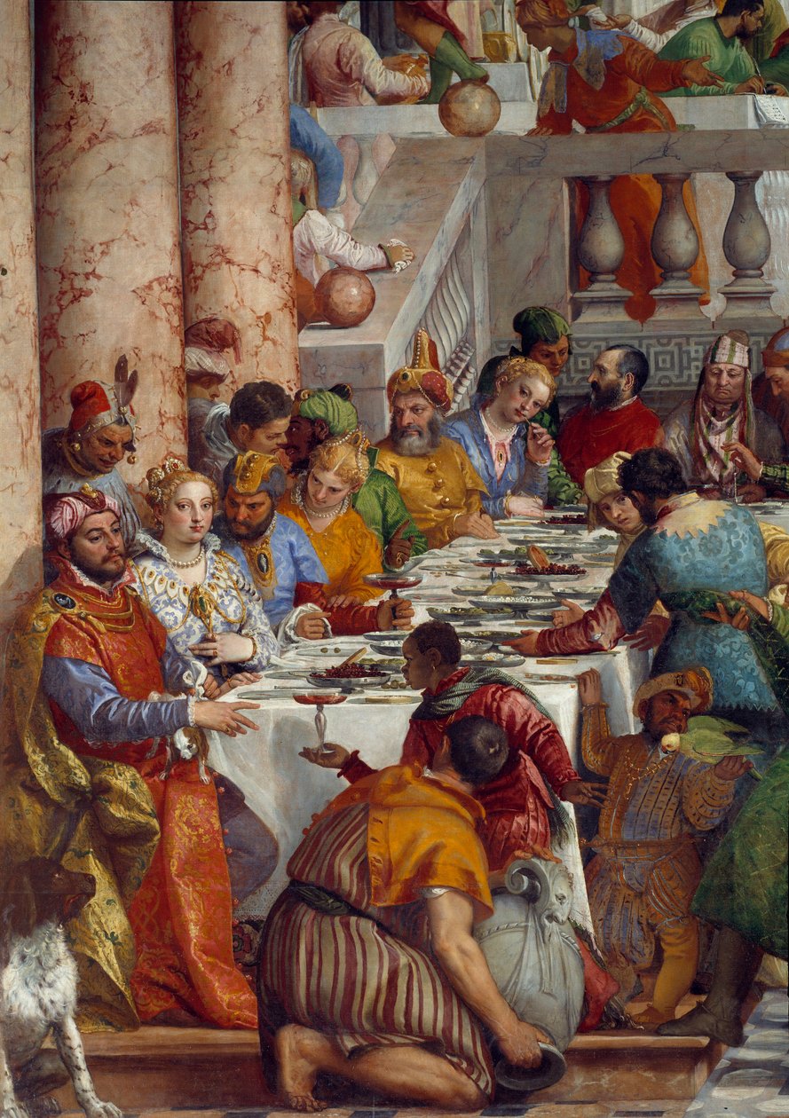 Bröllopet i Kana, detalj: Prinsarnas måltid. Fresk av Paolo Veronese (1528-1588) Ec. fre. av Veronese