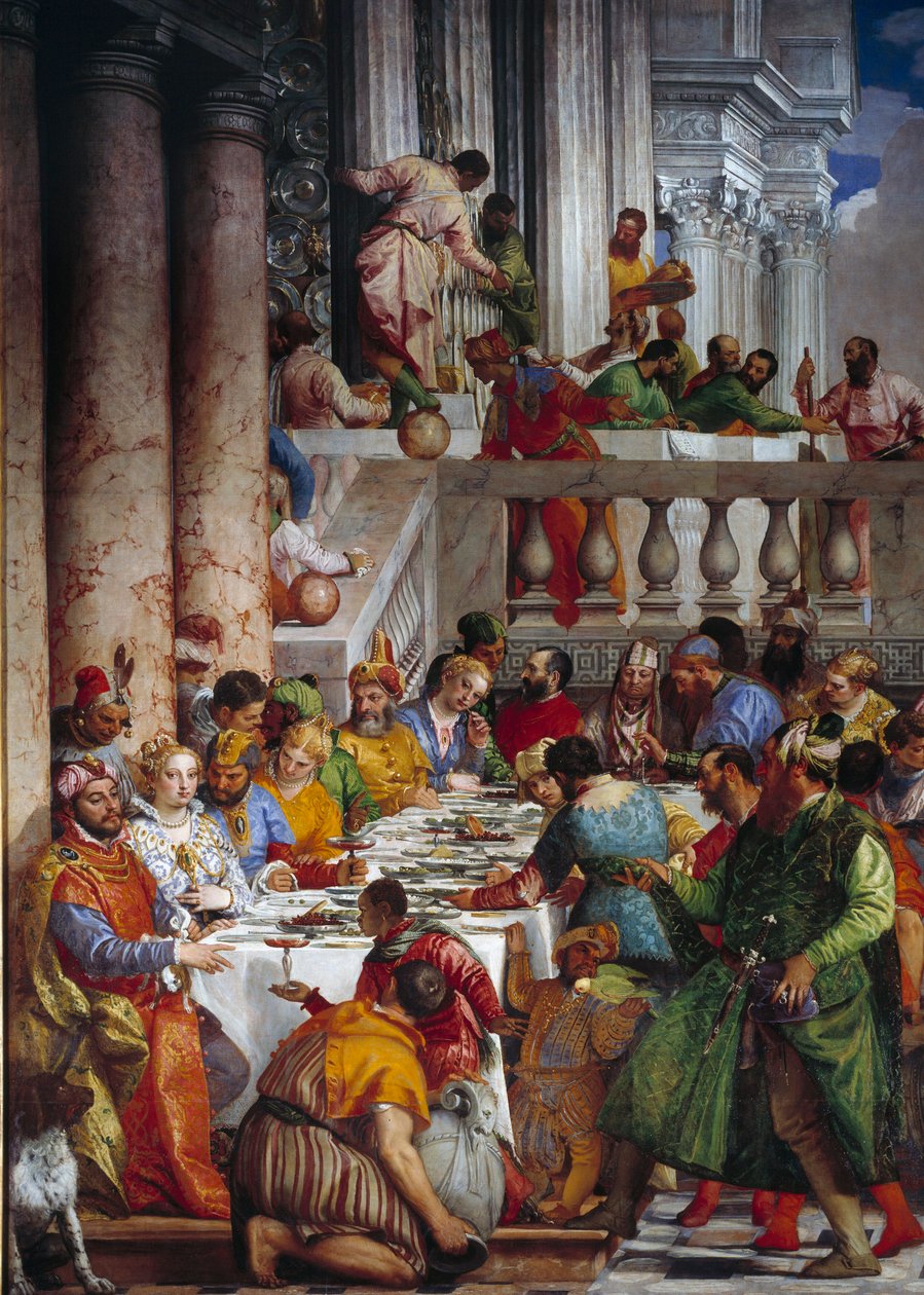 Bröllopet i Kana, detalj: Prinsarnas måltid. Fresk av Paolo Veronese (1528-1588) Ec. fre. av Veronese