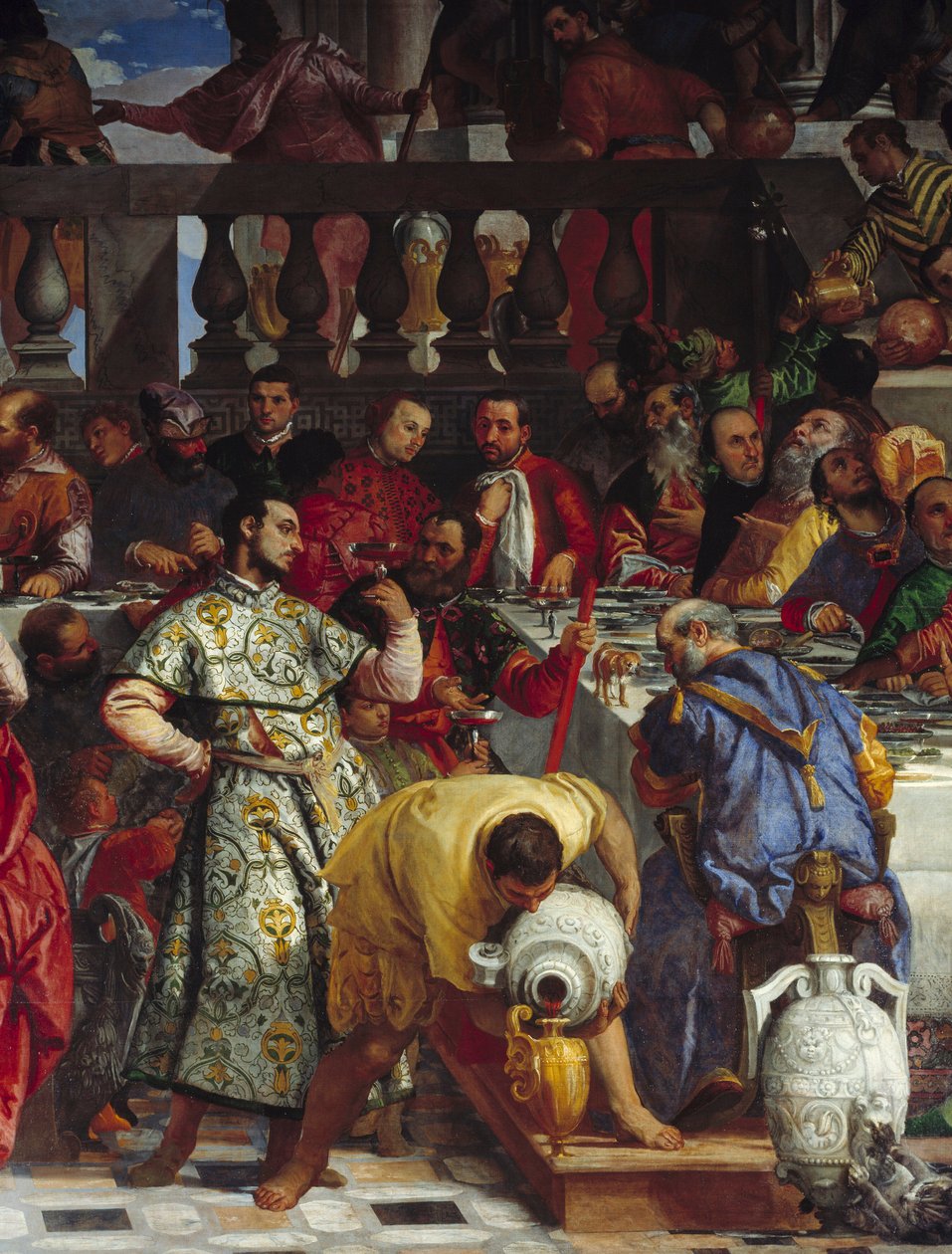 Bröllopet i Kana, detalj: vindetaljen från bröllopet i Kana. Fresk av Paolo Veronese (1528-1588) Ec. fre. av Veronese